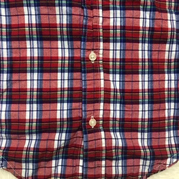 Chaps Collared Short Sleeved Plaid Shirt Red, White, & Blue Plaid  Size 4T - Picture 3 of 16